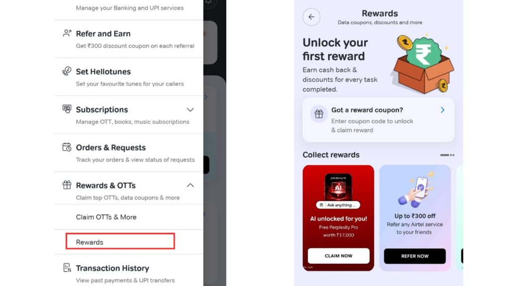 how to claim ₹17000 perplexity pro with airtel